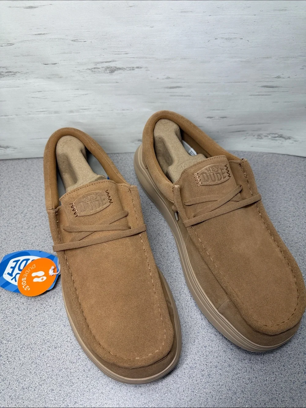 Hey Dude Men’s Suede Slip-On Loafers in Tan Brown